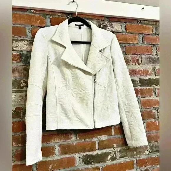 Express Asymmetrical Zip Moto Jacket Size S Embossed Design - Picture 2 of 8